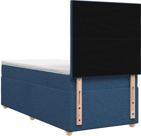 vidaXL Κρεβάτι box spring με στρώμα Μπλε 100 x 200 cm Ύφασμα