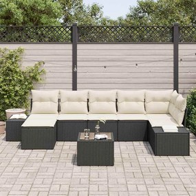 vidaXL Σετ Καναπέ Κήπου με μαξιλάρι 8 pcs Μαύρο Πολυ ράταν
