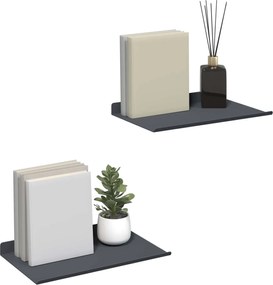 vidaXL Πλωτό ράφι Επιτοίχιο 2 pcs Ανθρακί 30 x 18 x 2,5 εκ Ατσάλι
