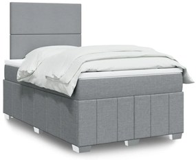 vidaXL Κρεβάτι Boxspring με Στρώμα Ανοιχτό Γκρι 120x200 εκ. Υφασμάτινο