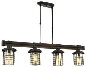 Φωτιστικό Οροφής - Ράγα 683AVN1403 95x15x70cm 4xE27 60W Black-Oak Opviq