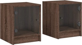 vidaXL Bedside Cabinet 2 τμχ. Brown Oak Medium-sized