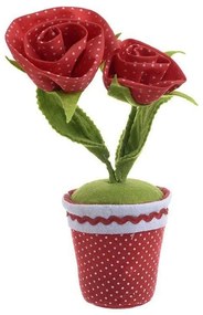 Διακοσμητικό Λουλούδι Σε Γλάστρα 3-70-258-0016 18Χ9Χ27 Green-Red  Inart Ύφασμα