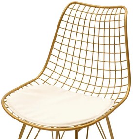 Καρέκλα Taj μέταλλο χρυσό-μαξιλάρι PVC λευκό 49x58x88.5 εκ.