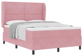 vidaXL Κρεβάτι Box Spring  με στρώμα Ροζ 160x200 εκ Βελούδο