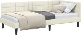 vidaXL Κρεβάτι Γωνίας Κρεμ 100 x 200 cm Βελούδο