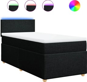 vidaXL Κρεβάτι Boxspring με Στρώμα Μαύρο 90x200 εκ. Υφασμάτινο