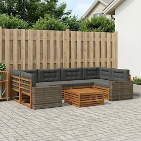 vidaXL Σειρά Καναπέ Εξωτερικού 7 pcs Φυσικό και Ανθρακί Πολυεστέρας