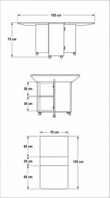 Stewehome Πτυσσόμενο τραπέζι κουζίνας Royal Μάρμαρο 155x70x75 cm