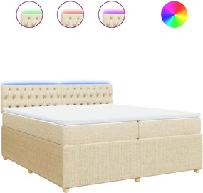 vidaXL Κρεβάτι Boxspring με Στρώμα Κρεμ 200x200 εκ. Υφασμάτινο