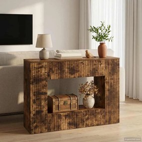 vidaXL Τραπέζι κονσόλας Ριγέ Καπνιστή Δρυς 101 x 29 x 74 εκ.