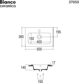 Bianco Ceramica Flat 37050 50x36 - Νιπτήρας μπάνιου