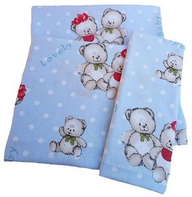 Σεντόνι Βρεφικό Two Lovely Bears 64 Blue DimCol Crib 80x110cm Χωρίς Λάστιχο 100% Βαμβάκι