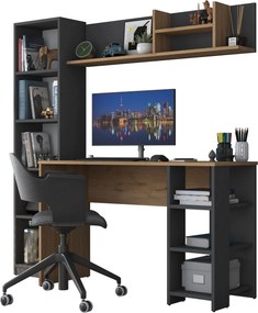 Γραφείο με Βιβλιοθήκη Καρυδί / Ανθρακί EBOPRE 120x45x73.8