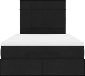 vidaXL Οθωμανικό κρεβάτι με στρώμα Μαύρο 120x190 cm Ύφασμα