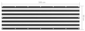 vidaXL Διαχωριστικό Βεράντας Ανθρακί/Λευκό 90 x 300 εκ. Ύφασμα Oxford