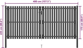 vidaXL Πύλη Κήπου Ανθρακί 400x175 εκ. από Ατσάλι