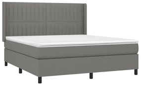 vidaXL Κρεβάτι Boxspring με Στρώμα &amp; LED Σκ.Γκρι 180x200 εκ Υφασμάτινο