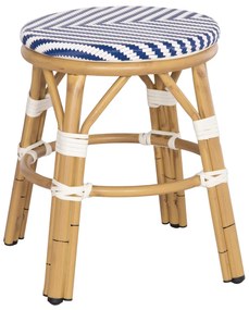 Σκαμπό CHINO C6285.05 Αλουμινίου Bamboo Look με Λευκό - Μπλε Textilene Φ36x46Υ εκ. 36x36x46 εκ.