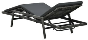 vidaXL Ξαπλώστρα Γκρι από Συνθετικό Ρατάν με Μαξιλάρι