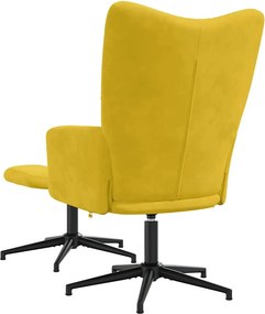 vidaXL Πολυθρόνα Relax Κίτρινη Μουσταρδί Βελούδινη με Σκαμπό