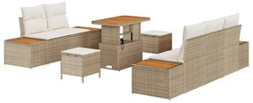 vidaXL Σετ Καναπέ Κήπου με μαξιλάρι 8 pcs Μπεζ Πολυ ράταν