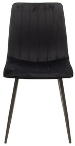 Καρέκλα Τραπεζαρίας Noor σε Μαύρο Βελούδο και Μεταλλικό πόδι 44x53x86εκ. 4αδα 44x53x86 εκ.