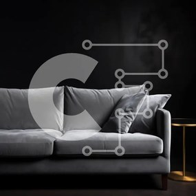 Intra Συλλεκτικό Ξύλινο Παζλ Plywood  4mm - Μοντέρνος Γκρι Καναπές με Ξύλινο Βοηθητικό Τραπέζι Σε Ξύλινο Κουτί - Διαστάσεις Puzzle: 10x10 cm – 25 κομμάτια