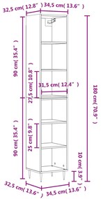 Ντουλάπι Sonoma δρυς34,5 x 32,5 x 180 εκ.από Επεξεργασμένο ξύλο - Καφέ