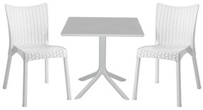 Τραπεζαρία κήπου Groovy-Confident pakoworld σετ 3τεμ PP λευκό 80x80x74,5εκ. - 253-000110 - 253-000110