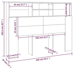 vidaXL Κεφαλάρι Με Αποθηκευτικό Χώρο Καφέ Δρυς 140x19x103,5 εκ.