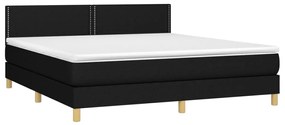 vidaXL Κρεβάτι Boxspring με Στρώμα &amp; LED Μαύρο 160x200 εκ. Υφασμάτινο