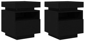 vidaXL Κομοδίνο 2 pcs Μαύρη δρυς 40 x 39 x 48.5 εκ. Επεξεργασμένο ξύλο