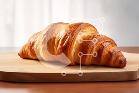 Σετ των 2 Intra Συλλεκτικό Ξύλινο Παζλ Plywood 4mm - Φρεσκοψημένο κρουασάν σε ξύλινη σανίδα Σε Ξύλινο Κουτί - Διαστάσεις: 10x10 cm – 25 κομμάτια