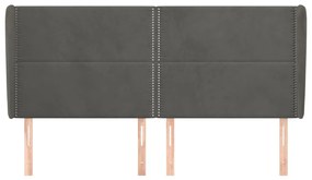 Κεφαλάρι με Πτερύγια Σκούρο Γκρι 163x23x118/128 εκ. Βελούδινο 3117871
