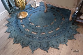 Καλοκαιρινό χαλί γιούτα ροτόντα Zira 008 Blue 150 x 150 Στρόγγυλο