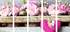 5 μέρη εικόνα λουλούδια γαρύφαλλο σε ξύλινο κουτί - 200x100