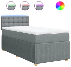 vidaXL Κρεβάτι Boxspring με Στρώμα Ανοιχτό Γκρι 100x200 εκ. Υφασμάτινο