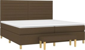vidaXL Κρεβάτι Boxspring με Στρώμα Σκούρο Καφέ 200x200 εκ. Υφασμάτινο