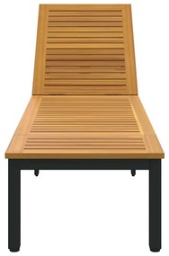 vidaXL Μαύρη Ξαπλώστρα, Διαστάσεις 200x55x35 εκ, Από Στερεό Ξύλο Ακακίας.