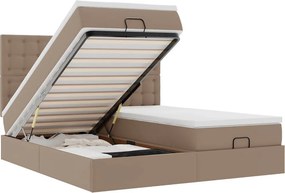 VidaXL Οθωμανικό κρεβάτι με στρώματα & LEDs Cappuccino Faux Leather