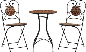 vidaXL Σετ Bistro «Μωσαϊκό» Τερακότα Σίδηρος και Κεραμικό