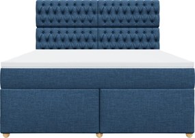 vidaXL Κρεβάτι Boxspring με Στρώμα Μπλε 180x200 εκ. Υφασμάτινο