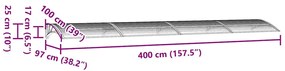 vidaXL Στέγαστρο Πόρτας Γκρι 400x100 εκ. Πολυανθρακικό