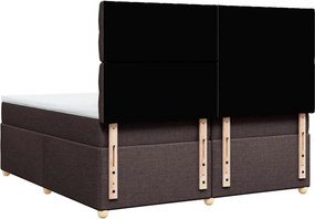 vidaXL Κρεβάτι Boxspring με Στρώμα Σκούρο Καφέ 200x200 εκ. Υφασμάτινο