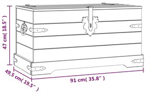 Μπαούλο Μεξικάνικο Στιλ Corona 91 x 49,5 x 47 εκ. Ξύλο Πεύκου - Καφέ