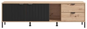 Έπιπλο Τηλεόρασης Vandea 4K2F2V Artisan Oak - Μαύρο Μάτ 183x40x54 εκ.