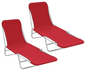 vidaXL Ξαπλώστρες Πτυσσόμενες 2 τεμ. Κόκκινες από Ατσάλι / Ύφασμα