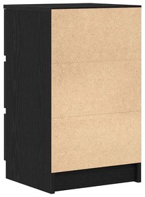 Κομοδίνα με 3 συρτάρια 2 τεμάχια Μαύρο 39x35x65 εκ. - Μαύρο