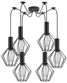 SE21-BL-4-BL6-GR1 ADEPT TUBE Black Pendant Black Metal Grid+
